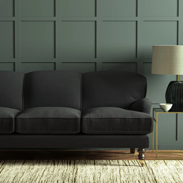 Pluto Fabric - Noir by Pluto Fabric from Linwood Fabrics Pluto collection - black-grey plain woven