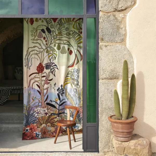 Otro Mundo Fabric - Arena by Otro Mundo Fabric from Christian Lacroix Casa Can Can collection - multicolour botanical embroideried