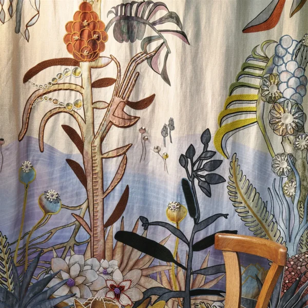 Otro Mundo Fabric - Arena by Otro Mundo Fabric from Christian Lacroix Casa Can Can collection - multicolour botanical embroideried