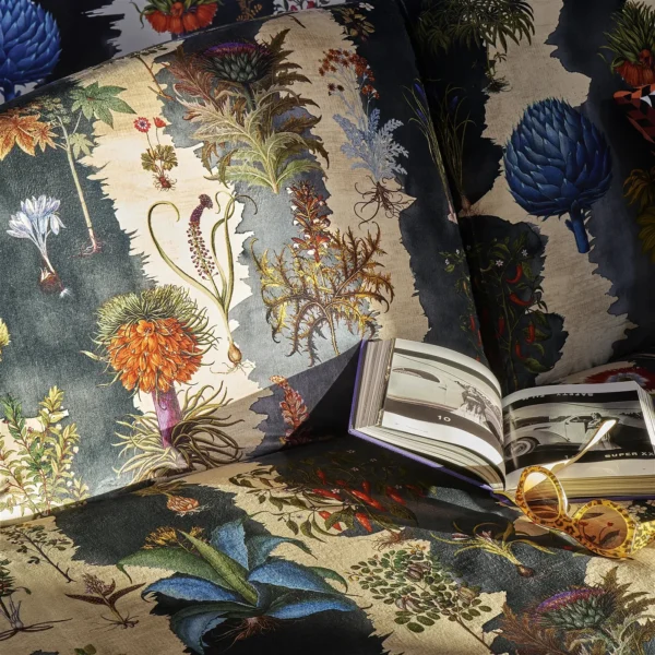 Huerta Gitana Fabric - Suave Piedra by Huerta Gitana Fabric from Christian Lacroix Casa Can Can collection - multicolour botanical printed