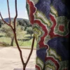 Seigaiha Loca Fabric from Christian Lacroix Casa Can Can collection - blue contemporary embroideried