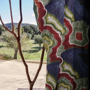 Seigaiha Loca Fabric from Christian Lacroix Casa Can Can collection - blue contemporary embroideried