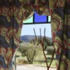 Seigaiha Loca Fabric from Christian Lacroix Casa Can Can collection - blue contemporary embroideried