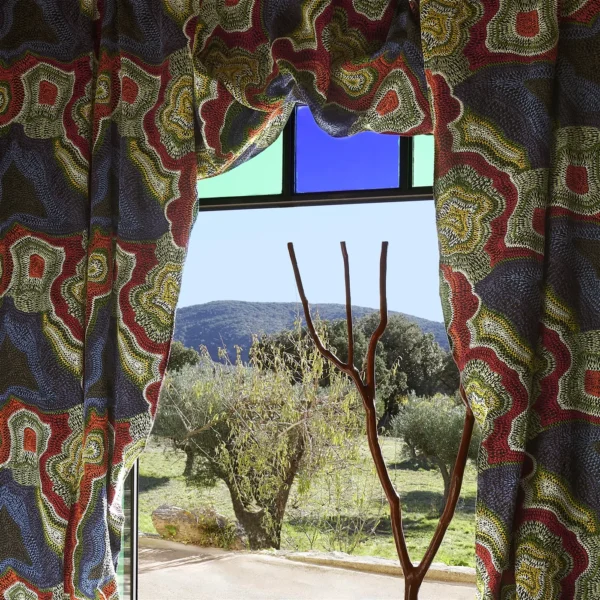 Seigaiha Loca Fabric - Oscuro by Seigaiha Loca Fabric from Christian Lacroix Casa Can Can collection - blue contemporary embroideried