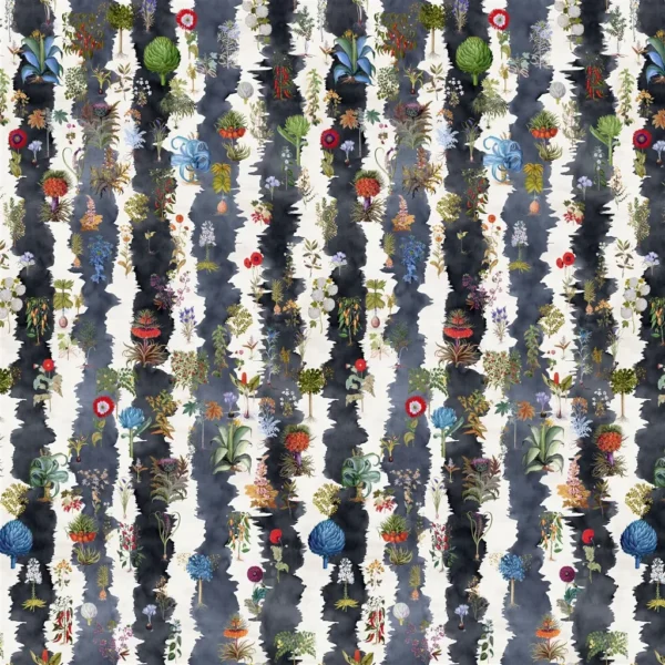 Huerta Gitana Wallpaper - Piedra by Huerta Gitana Wallpaper from Christian Lacroix Casa Can Can Wallpapers collection - black-grey striped