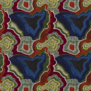 Seigaiha Loca Fabric from Christian Lacroix Casa Can Can collection - blue contemporary embroideried