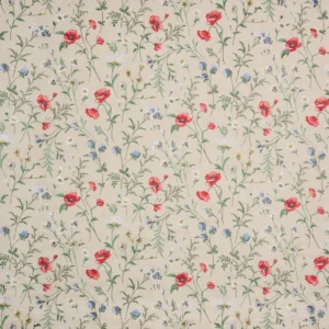 Snowshill Meadow Fabric from Osborne & Little Bourton collection - red botanical embroideried