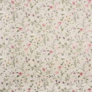 Snowshill Meadow Fabric from Osborne & Little Bourton collection - pink botanical embroideried