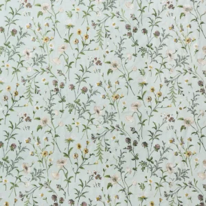 Snowshill Meadow Fabric from Osborne & Little Bourton collection - blue botanical embroideried