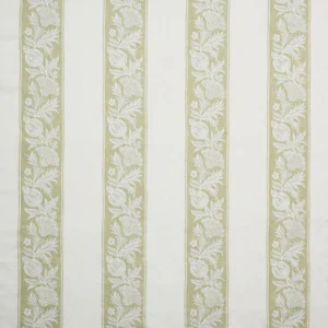 Cerney Stripe Fabric from Osborne & Little Bourton collection - green striped embroideried