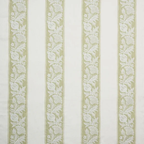 Cerney Stripe Fabric - Green by Cerney Stripe Fabric from Osborne & Little Bourton collection - green striped embroideried