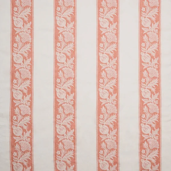 Cerney Stripe Fabric - Coral by Cerney Stripe Fabric from Osborne & Little Bourton collection - red striped embroideried