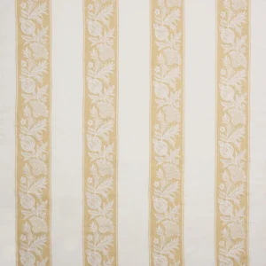 Cerney Stripe Fabric from Osborne & Little Bourton collection - yellow striped embroideried