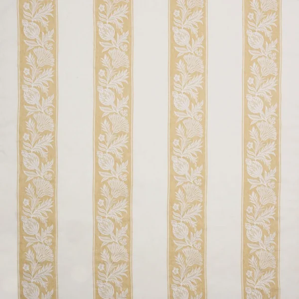 Cerney Stripe Fabric - Ochre by Cerney Stripe Fabric from Osborne & Little Bourton collection - yellow striped embroideried