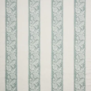 Cerney Stripe Fabric from Osborne & Little Bourton collection - blue striped embroideried