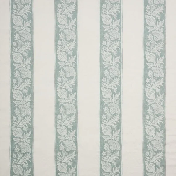 Cerney Stripe Fabric - Teal by Cerney Stripe Fabric from Osborne & Little Bourton collection - blue striped embroideried