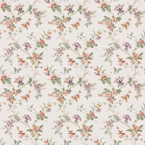 Boscobel Fabric - Coral / Green by Boscobel Fabric from Osborne & Little Bourton collection - orange botanical printed