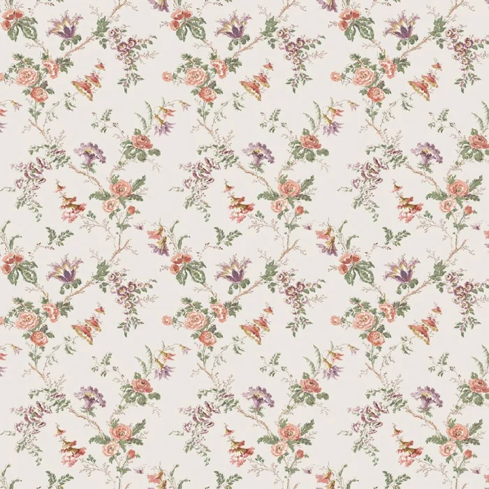 Boscobel Fabric - Coral / Green swatch