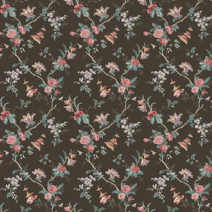 Boscobel Fabric - Chocolate / Rose swatch