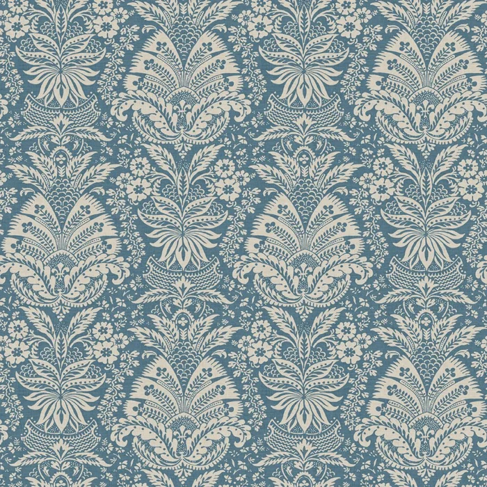 Bourton Damask Fabric - Blue swatch