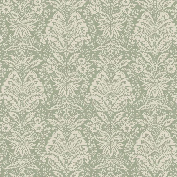 Bourton Damask Fabric - Sage by Bourton Damask Fabric from Osborne & Little Bourton collection - green botanical printed