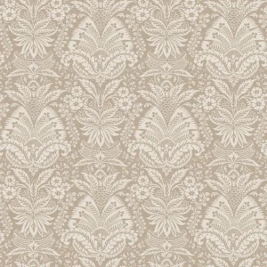 Bourton Damask Fabric from Osborne & Little Bourton collection - brown botanical printed