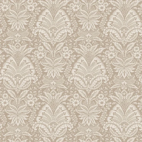 Bourton Damask Fabric - Linen by Bourton Damask Fabric from Osborne & Little Bourton collection - brown botanical printed