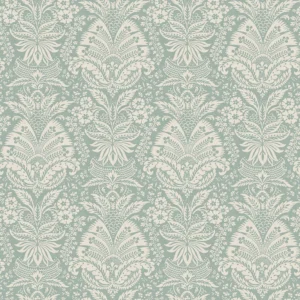 Bourton Damask Fabric from Osborne & Little Bourton collection - blue botanical printed
