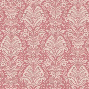 Bourton Damask Fabric from Osborne & Little Bourton collection - red botanical printed