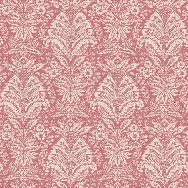 Bourton Damask Fabric - Rose by Bourton Damask Fabric from Osborne & Little Bourton collection - red botanical printed