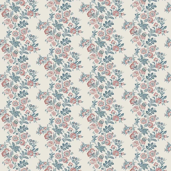Bibury Fabric - Indigo / Red by Bibury Fabric from Osborne & Little Bourton collection - blue botanical printed