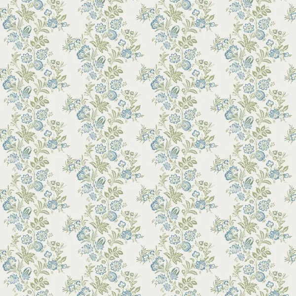 Bibury Fabric - Blue / Green by Bibury Fabric from Osborne & Little Bourton collection - blue botanical printed
