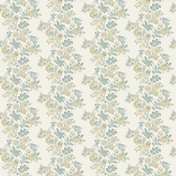 Bibury Fabric - Teal / Ochre swatch