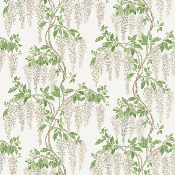 Wisteria Walk Fabric from Osborne & Little Bourton collection - green botanical printed