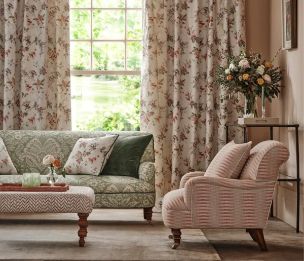 Boscobel Fabric - Chocolate / Rose by Boscobel Fabric from Osborne & Little Bourton collection - brown botanical printed