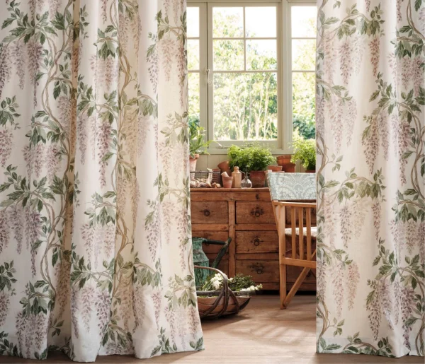 Wisteria Walk Fabric from Osborne & Little Bourton collection - blue botanical printed