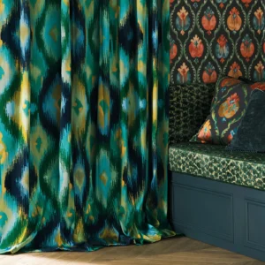 Xanadu Fabric from Osborne & Little Belvedere collection - blue spotted embroideried
