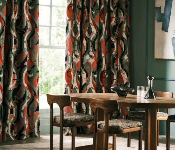 Castillo Fabric - Aqua / Sienna by Castillo Fabric from Osborne & Little Belvedere collection - orange misc jacquard