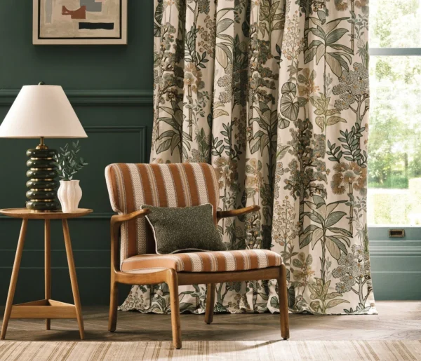 Arboreta Fabric from Osborne & Little Belvedere collection - green botanical embroideried