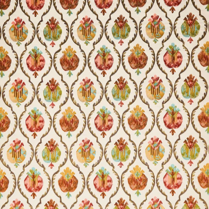 Mysore Fabric - Ivory / Terracotta swatch