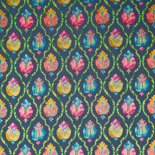 Mysore Fabric - Midnight / Magenta by Mysore Fabric from Osborne & Little Belvedere collection - multicolour spotted embroideried