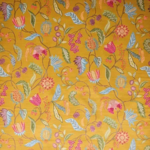 Masino Fabric from Osborne & Little Belvedere collection - yellow botanical velvet-chenille