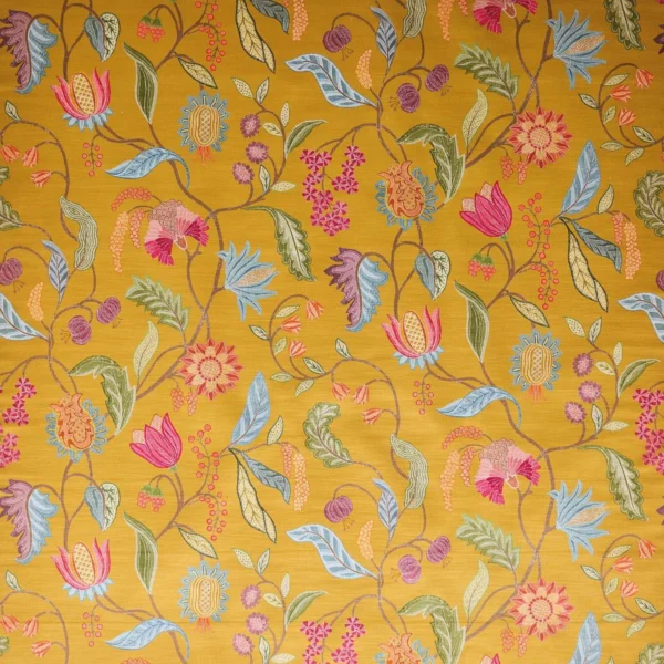 Masino Fabric - Gold by Masino Fabric from Osborne & Little Belvedere collection - yellow botanical velvet-chenille