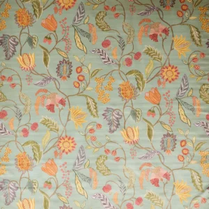 Masino Fabric from Osborne & Little Belvedere collection - blue botanical velvet-chenille