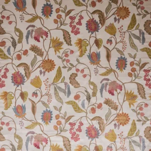 Masino Fabric from Osborne & Little Belvedere collection - multicolour botanical velvet-chenille