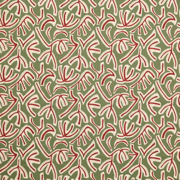 Avila Fabric - Olive / Brick swatch