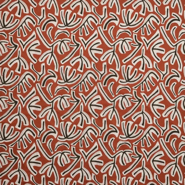 Avila Fabric - Terracotta / Charcoal by Avila Fabric from Osborne & Little Belvedere collection - red misc embroideried