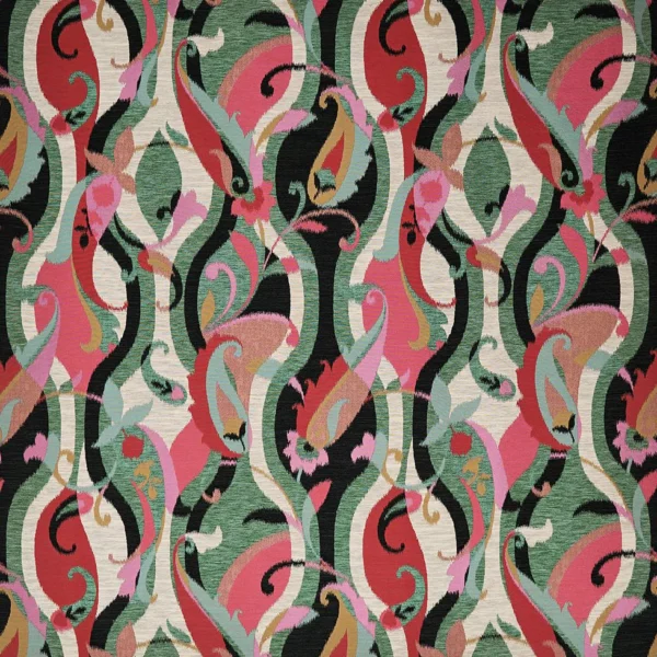 Castillo Fabric - Celadon / Rose by Castillo Fabric from Osborne & Little Belvedere collection - pink misc jacquard