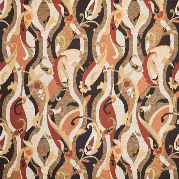 Castillo Fabric - Charcoal / Terracotta by Castillo Fabric from Osborne & Little Belvedere collection - brown misc jacquard