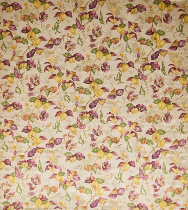 Cupani Fabric - Linen by Cupani Fabric from Osborne & Little Belvedere collection - purple botanical printed